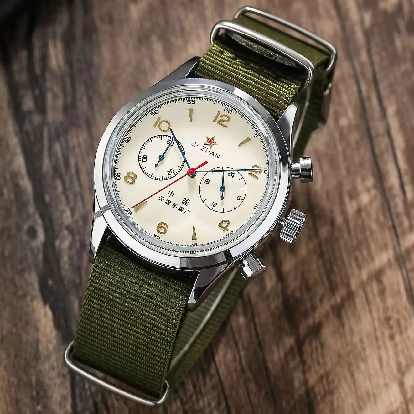 Montre 1963, modèle pilote 1963, 42 mm, résistante à l'eau, classique, rétro, chronographe à quartz