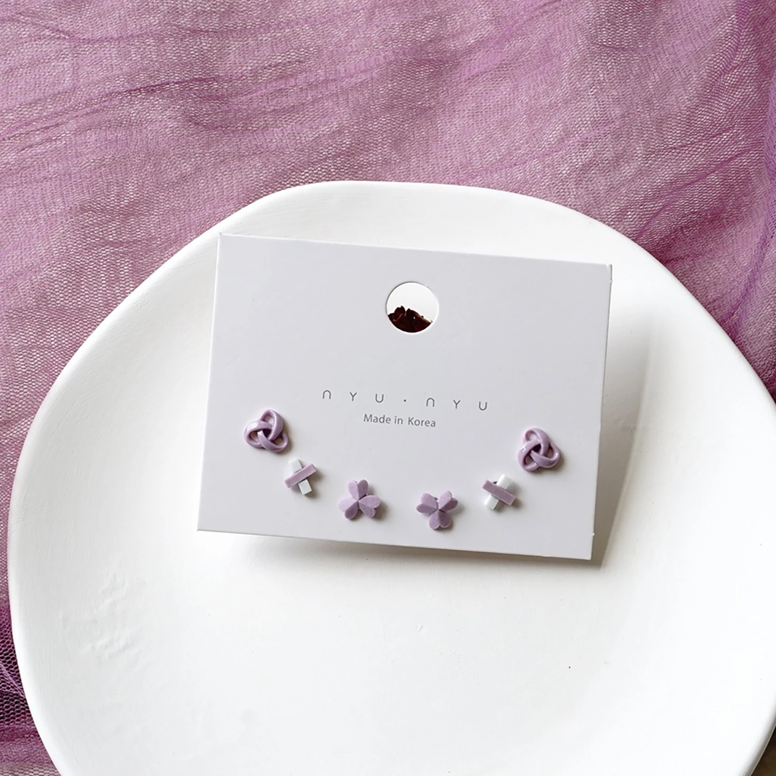 3pairs/set Ceramic Ear Post Stud Earrings Mixed Color Round Flower Star Airplane Universe Planet Earring Girl Women Ear Jewelry