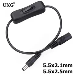 Inline 304 Switch On Off with Female Male Power Cable 5.5x2.1mm 2.5mm DC Connector Switch 5A 12V 24V for CCTV LED Strip Light