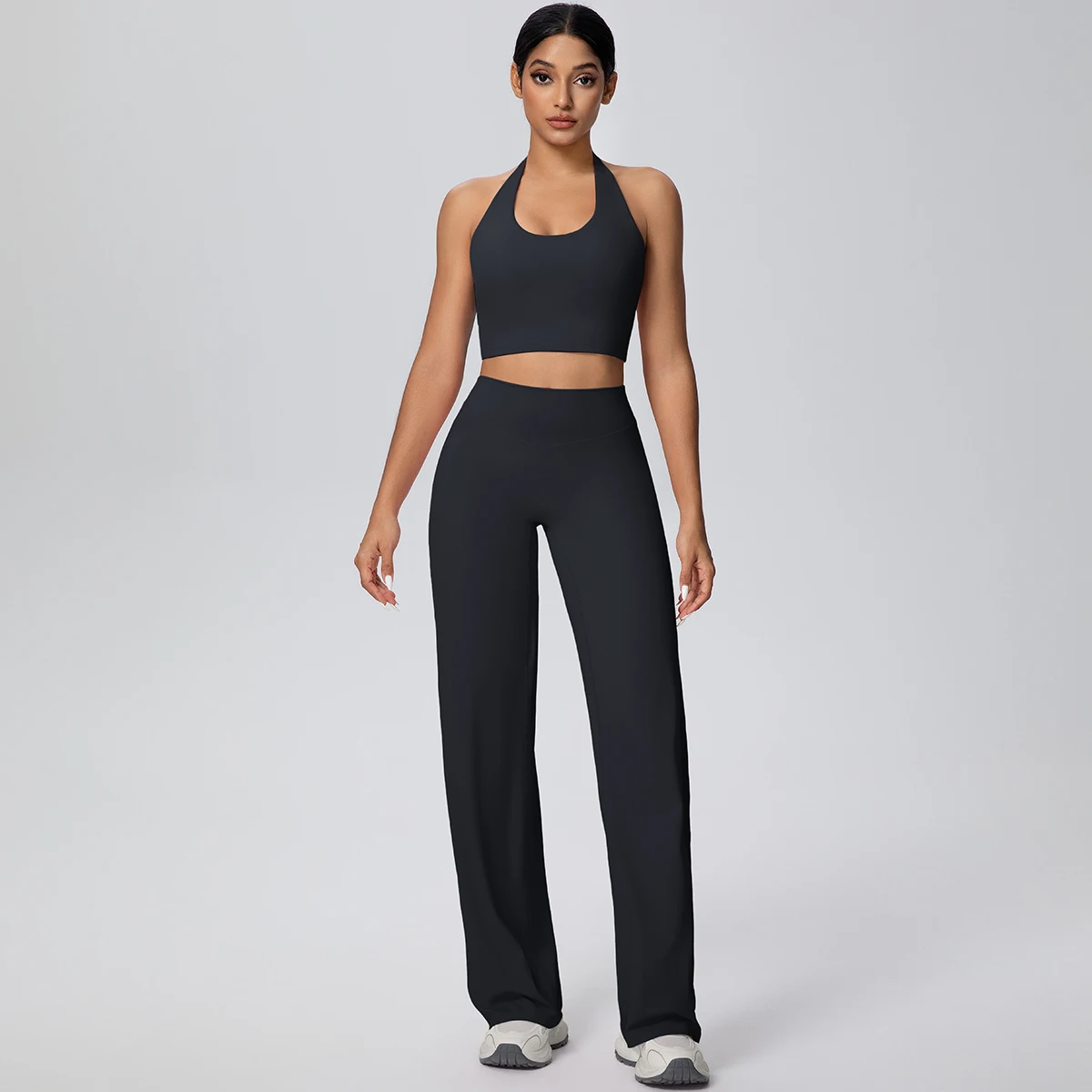 2-teiliges Damen Yoga-Set: Rückenfreier Neckholder-BH und Hose – Sommerliches, atmungsaktives Sport- und Lauf-Workout-Top – Top-Seller – Detail 11