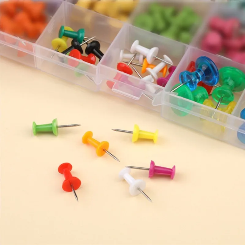 Wholesale High Quality 50PCS Assorted Transparent Colorful Making Thumbtack Pins Cork Board Office School Stationery Push Pin