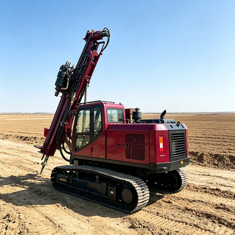 Adjustable Angle Solar Pile Driver Crawler Type Hydraulic Photovoltaic Ground Screw Drilling Rig
