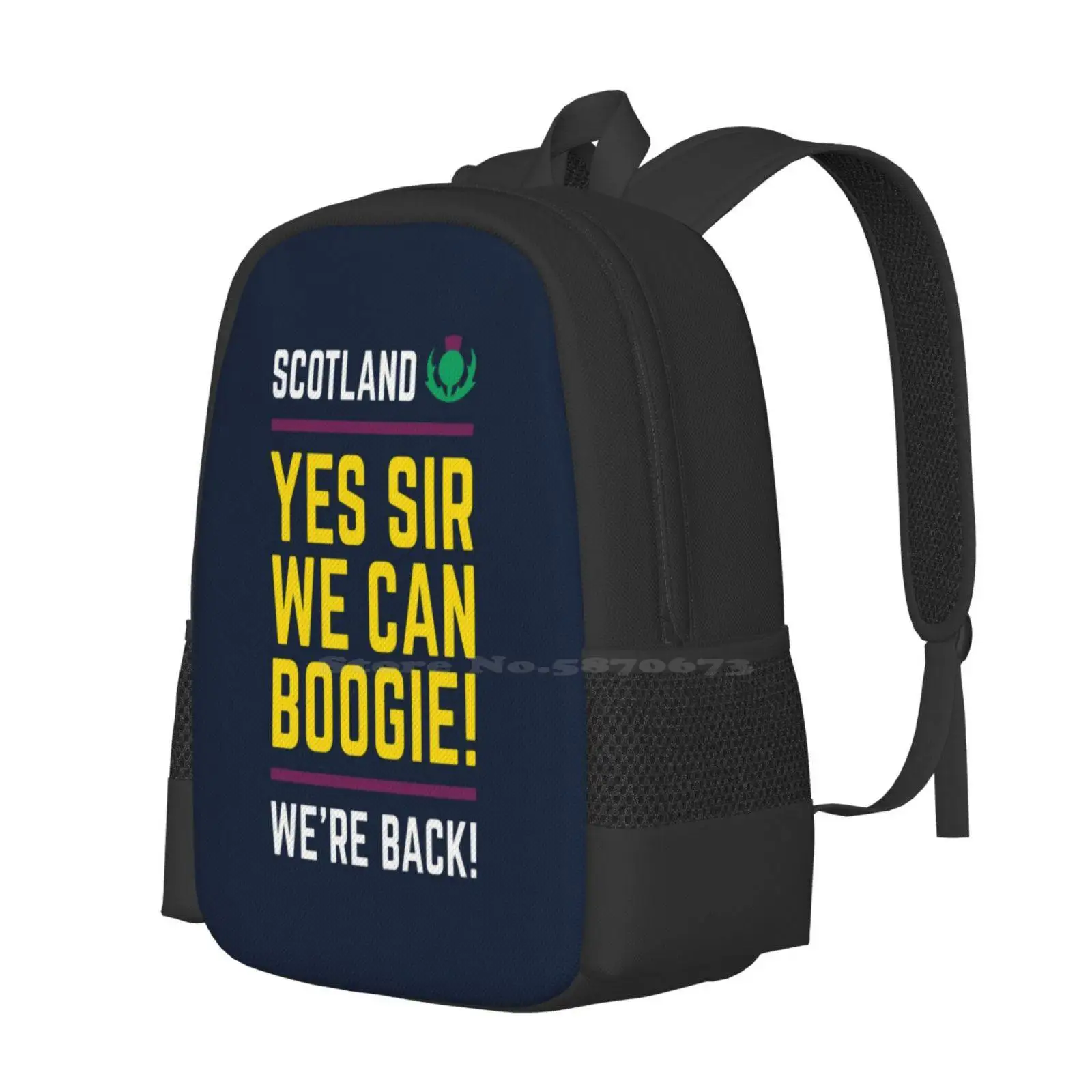 Equipo Escocia, ¡Sí, Señor, We Can boogie-we & #39 ; Re Back! Mochilas escolares de viaje para ordenador portátil, DISEÑO 1 de 3, Escocia