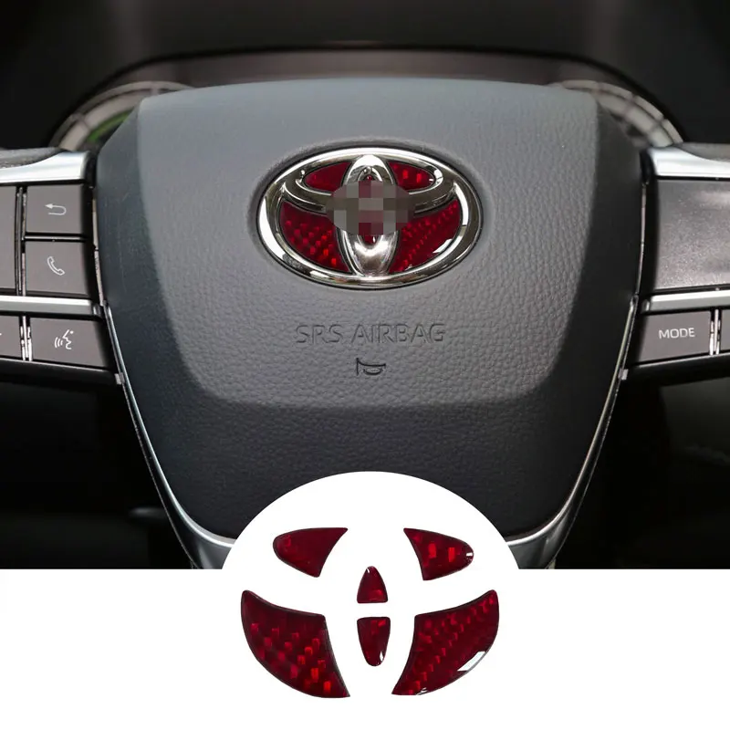 1PCS Carbon Fiber Car Steering Wheel Emblem Badge Sticker For Toyota Corolla Camry Yaris Rav4 Prado CHR TRD VIOS Car Accessories