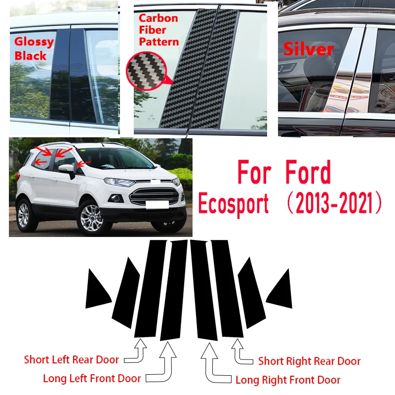 For Ford Ecosport 2013-2021 B/C Pillar Stickers - PC Window Decorative Trim for Middle Pillar,Car Exterior Accessories 2014 2015