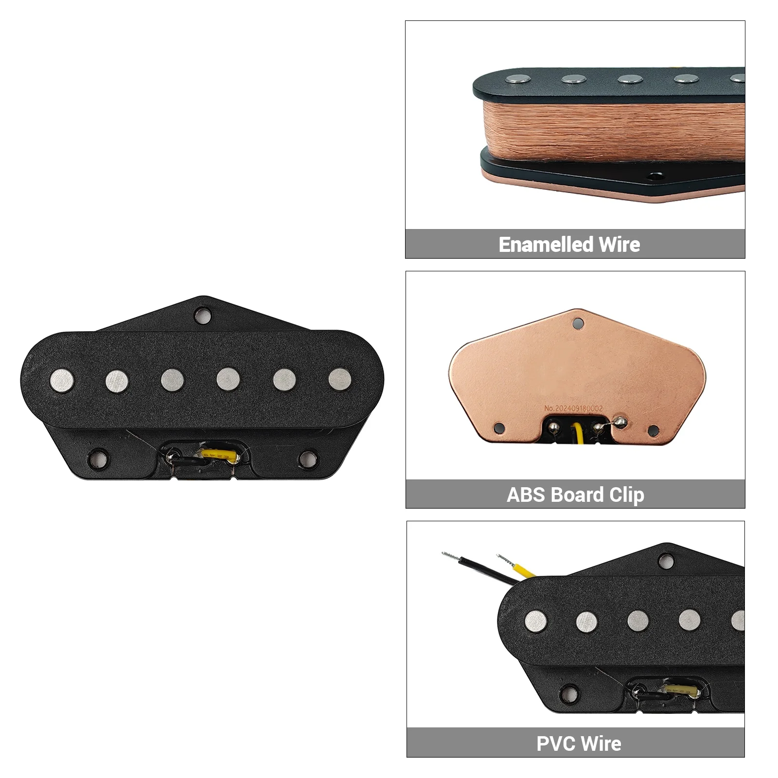 RUKOVA TL Style Single Coil Bridge Guitar Pickup Alnico 5 Black Cover Replacement for Electric Guitars