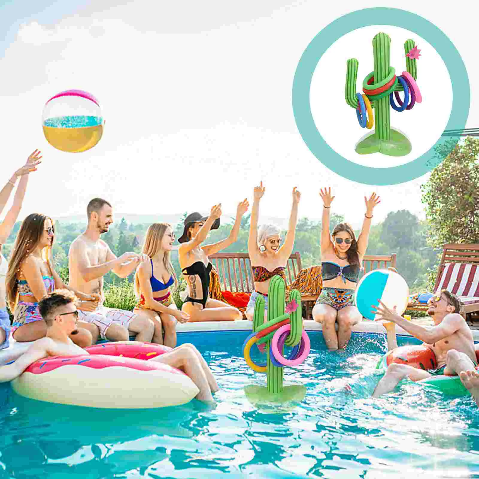 Cactus Ring Summer Plaything Floating Toy Beach Game Inflatable Swimming Party Supplies Toys