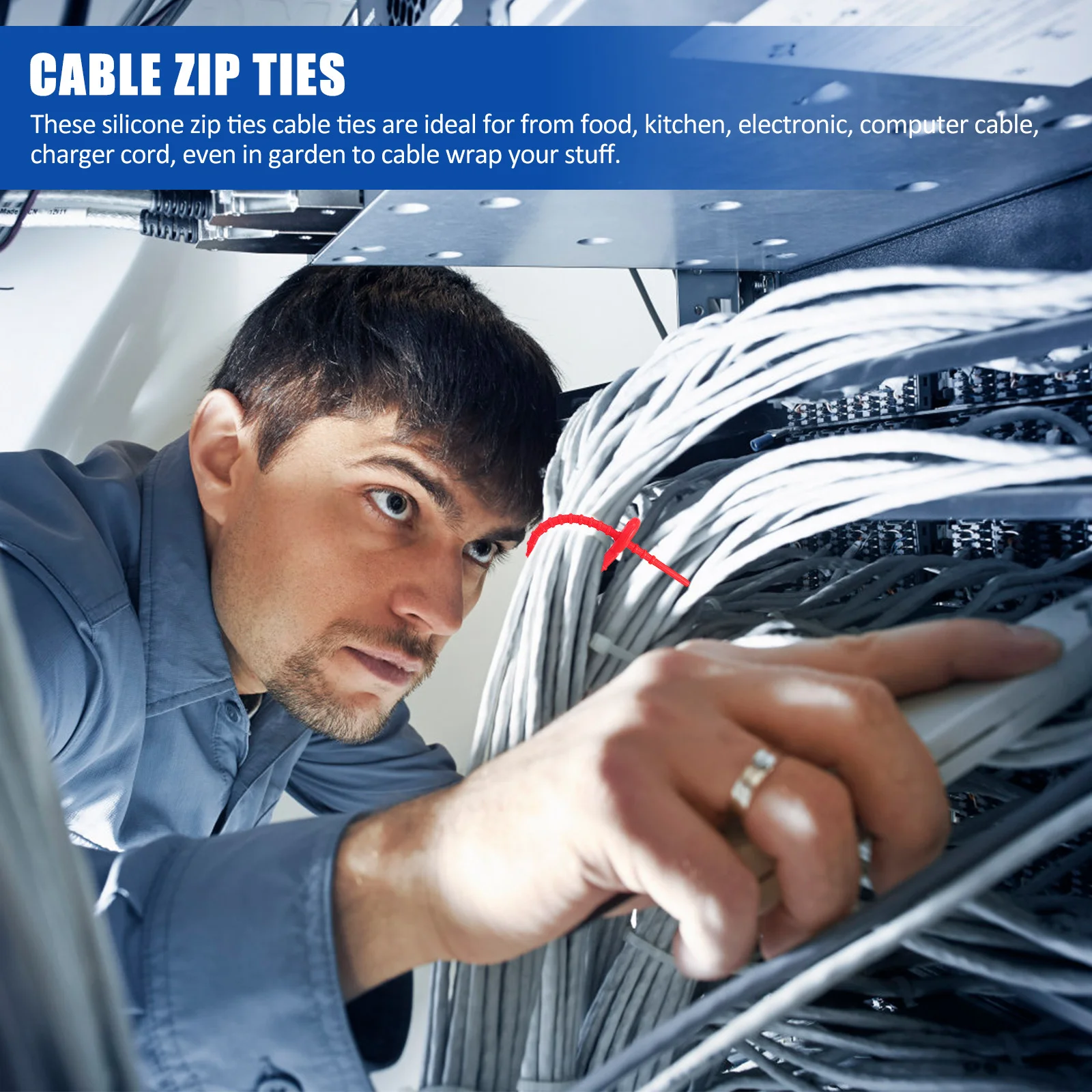 

16Pcs Silicone Cable Ties Durable Self-Locking Tie Wraps for Organizing Speaker Coaxial Mic Computer Cables