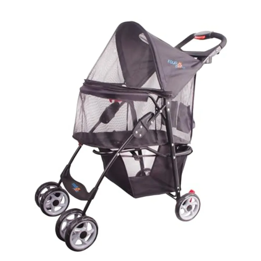 

Full-Window pet Stroller for Cats and Dogs, with Storage Basket, Cup Holder, Travel Puppy/Cats Stroller