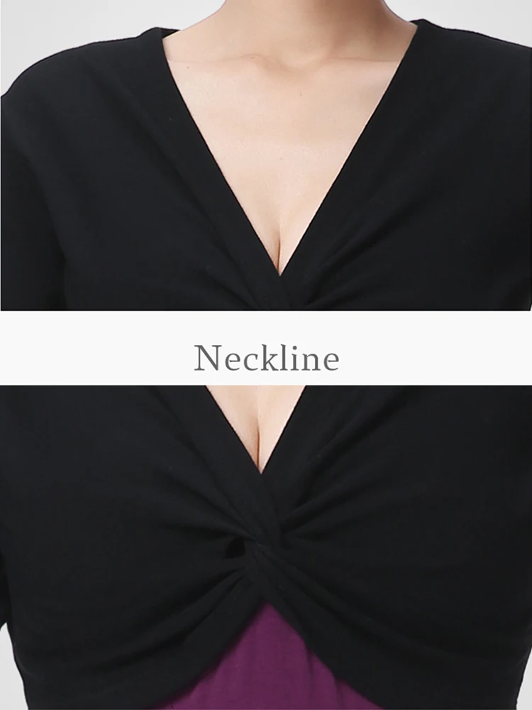 เสื้อบัลเล่ต์ถักคอวีแขนยาวสำหรับผู้หญิงเสื้อเต้นรำเสื้อแบนเดจชุดบราไร้โครงเต้นผ้าฝ้ายสำหรับผู้ใหญ่