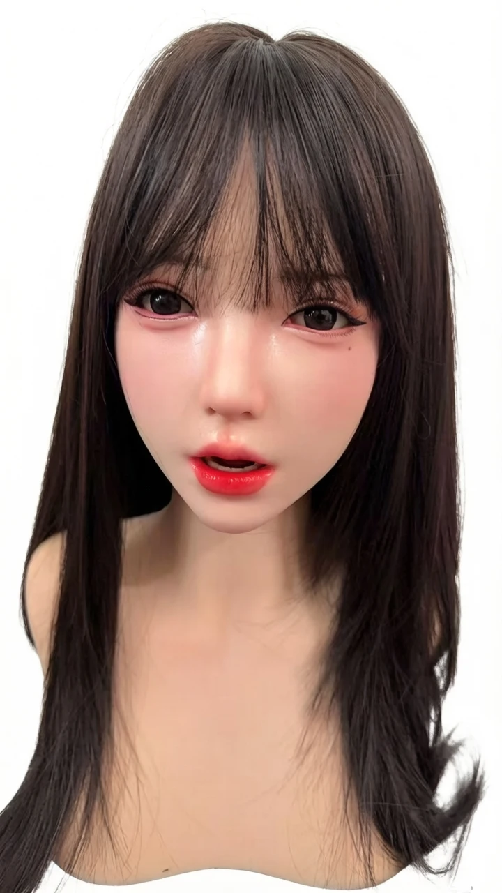 ROS Mouth Adult Silicone Sex Doll Head With Close and Open Eyes Oral Sexy Toys Masturbation
