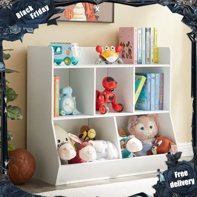 Toy Storage Organizer with Bookshelf, 5-Cubby Children's Toy Shelf, Toy Storage Cabinet, Suitable for Children's Room