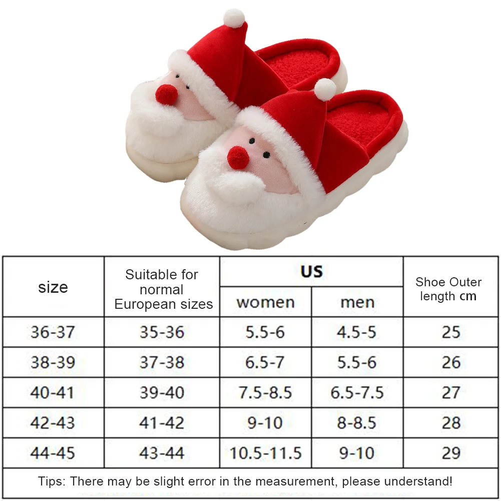 Kerst Kerstman Slippers Leuke Harige Slippers Antislip Zachte Paar Slippers Ademende Pluche Kerstman Slippers voor Mannen Vrouwen