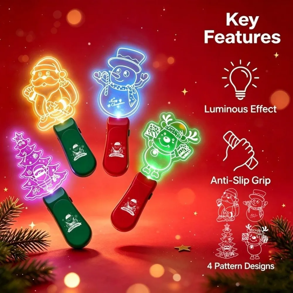 Halloween Lamp LED Glow Sticks with Sound Snowman Elk Santa Claus Mini Handheld Night Lights Colorful