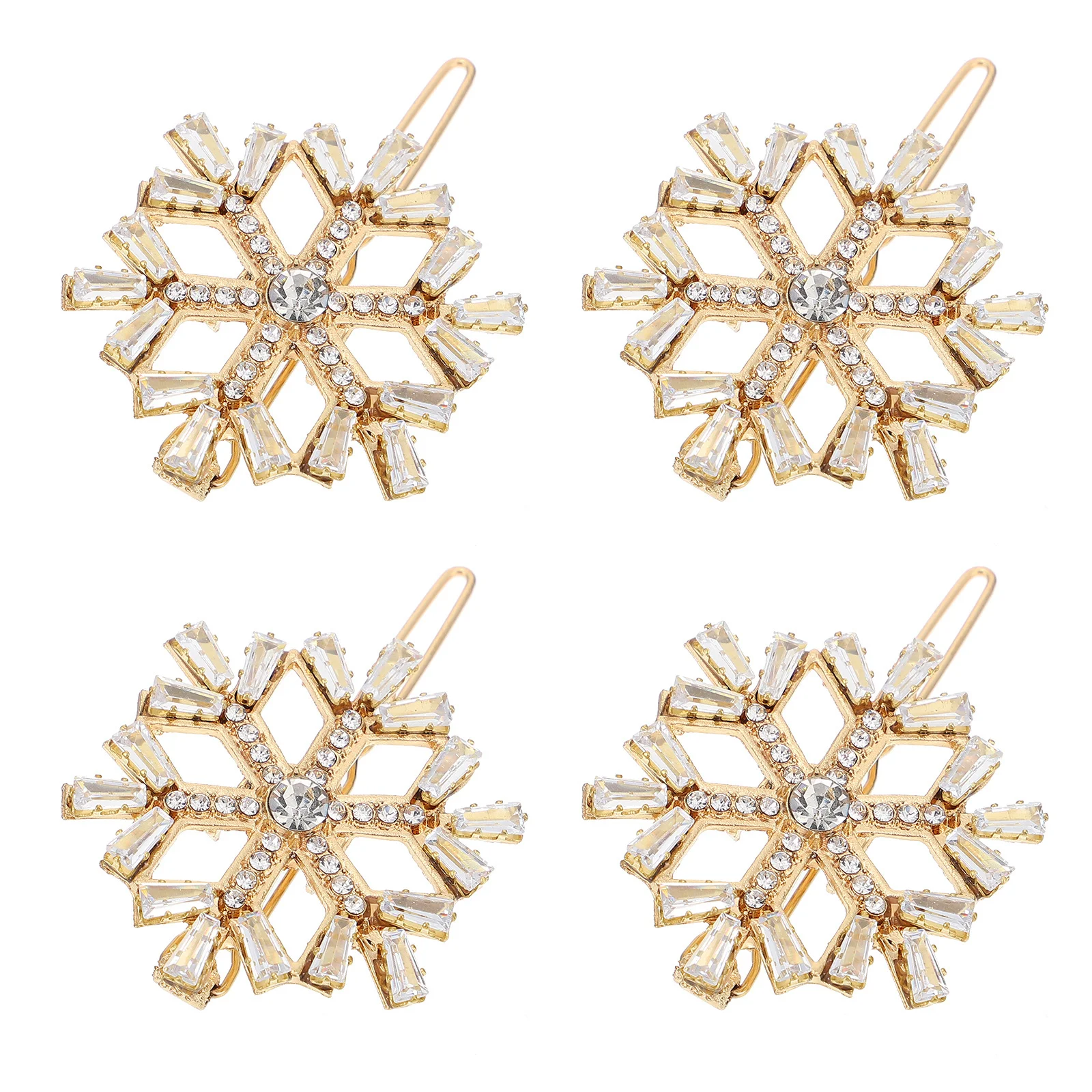 

4Pcs Christmas Snowflake Hair Clip Hair Barrettes Alloy Material Lightweight Holiday Hairpin for Party Daily Wear