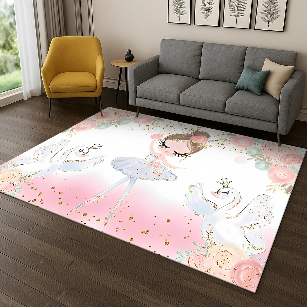 

Ballet Girl Ballerina Fairy Cute Carpet Rug for Home Bedroom Living Room Sofa Doormat Decor,Kid Area Rug Game Non-slip Floor Mat