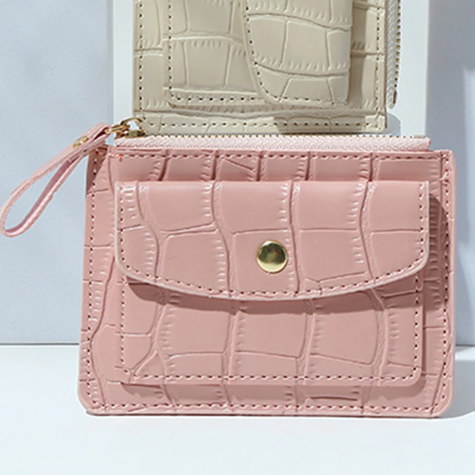 Pink/Black Card Bag Female Luxury Crocodile Print Wallets Fashion Designs Card Holder Exquisite High-grade Compact Coin Purse