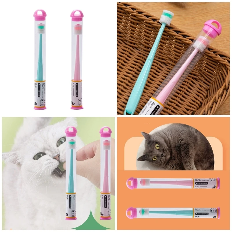 Dog Toothbrush for Pet 360°Rotating Tooth Brush Soft Bristle Dental Deep Cleaning Kits Pet Tartar Control Tooth Drop Shipping