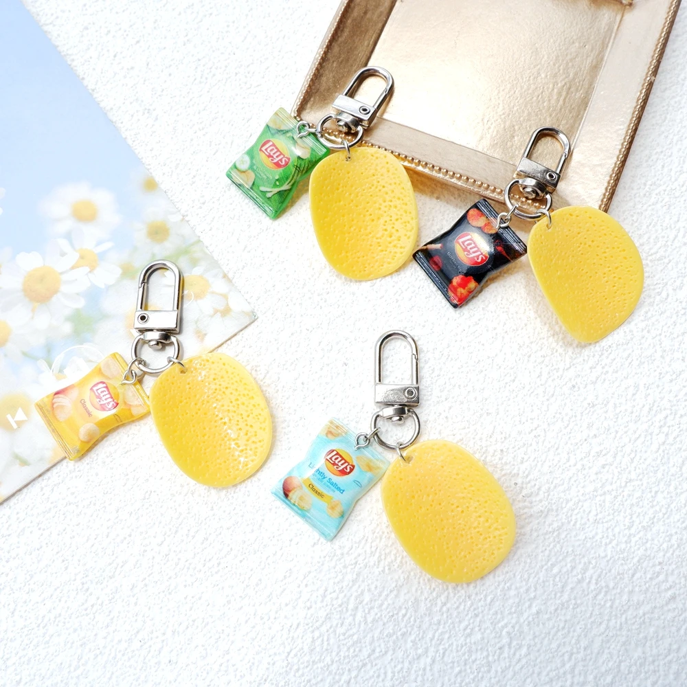 1pcs Cute Potato Chips Snacks Keychain Handmade Bag Jewelry DIY Gifts