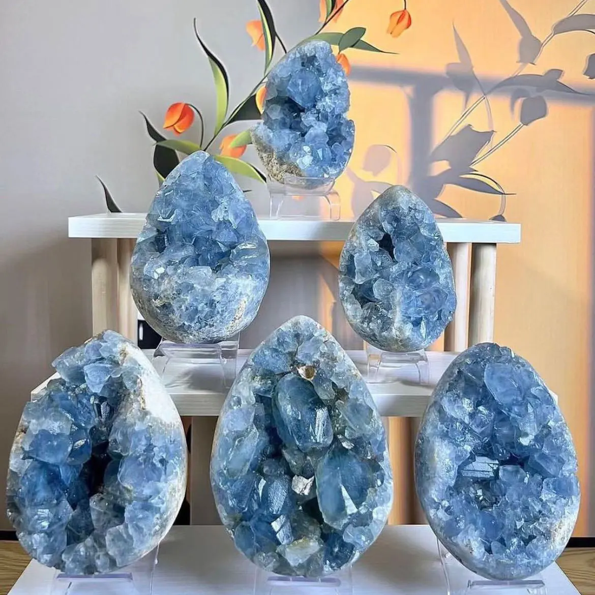 1pc Natural Celestite Crystal Raw Druzy celestite heart Cluster Sky Blue Geode Rough Mineral Blue Celestite Geode Celestite Raw