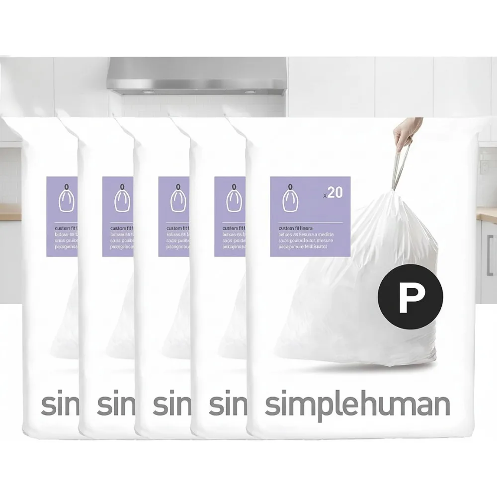 

Custom Fit Drawstring Trash Bags, 50-60 Liter / 13-16 Gallon, White - Durable & Leak-Proof