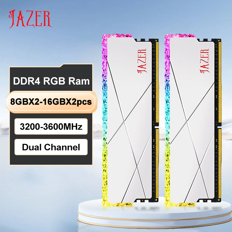 JAZER RGB RAM DDR4 8GB 16GB memoria DDR4 8GBx2 16GBx2 3200MHz 3600MHz overclocking rendimiento para escritorio