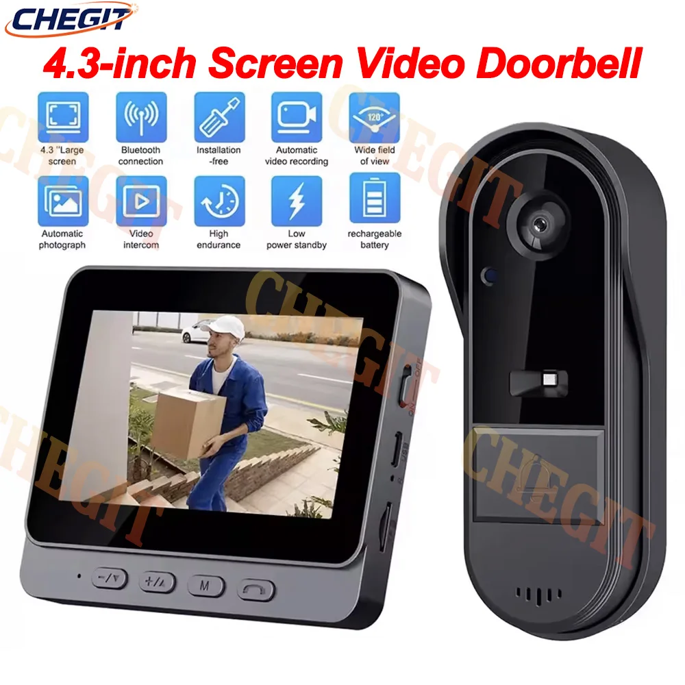 

Беспроводная видеокамера дверного звонка, комплект умной безопасности с ночным видением, 2,4G, Wi-Fi, HD, обнаружение движения, облачное хранилище