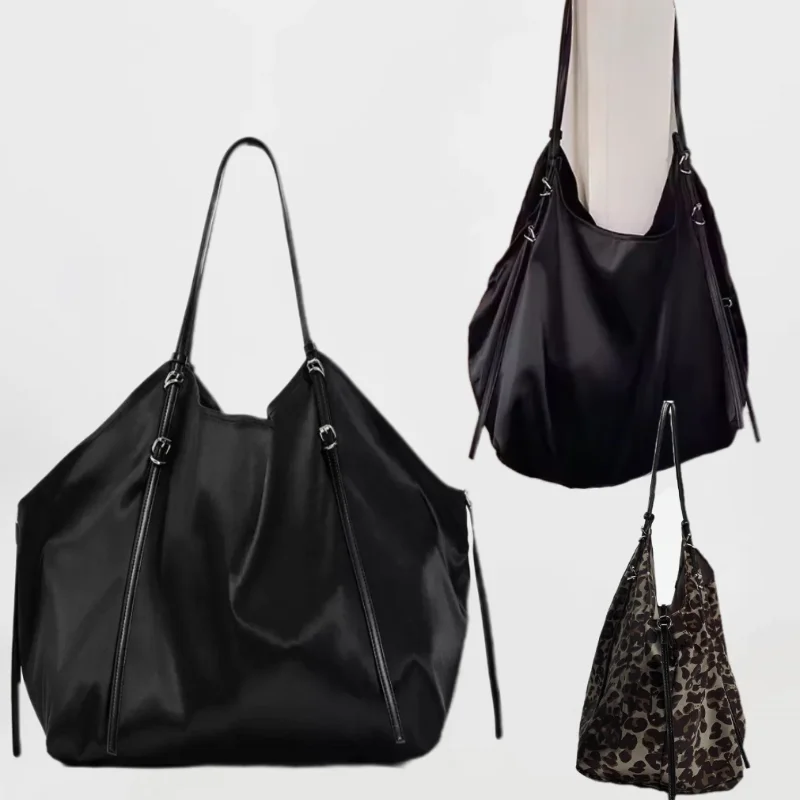 Bolsa de compras grande, bolso de satén de seda de leopardo, paquete de comestibles, bolsas de almacenamiento de juguetes de playa, bolsa de compras de hombro, bolsa de mano plegable