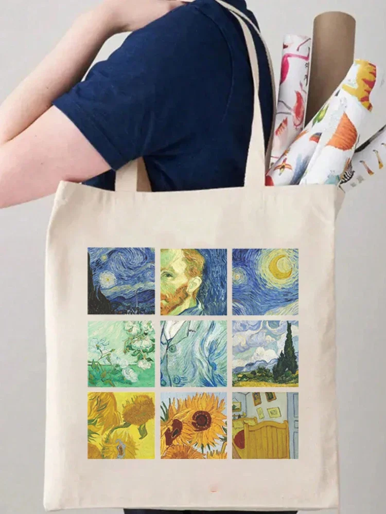 

1pcs Girl Tote Bag Shoulder Painting Shopper Bag Women Bag Canvas Shopper Bag Tote Bag Carrier Bag Lady Bag Harajuku