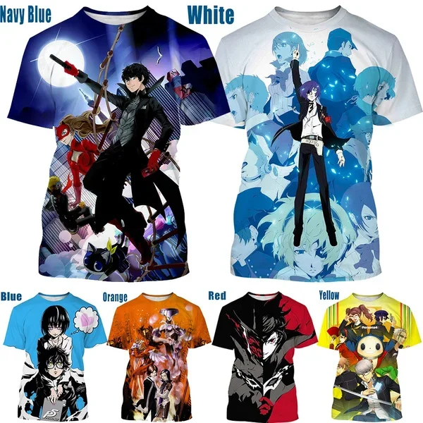 Summer Japanese Anime Persona 3D Printed T Shirt  Casual Short Sleeve Male and Female Hip Hop Harajuku Tops