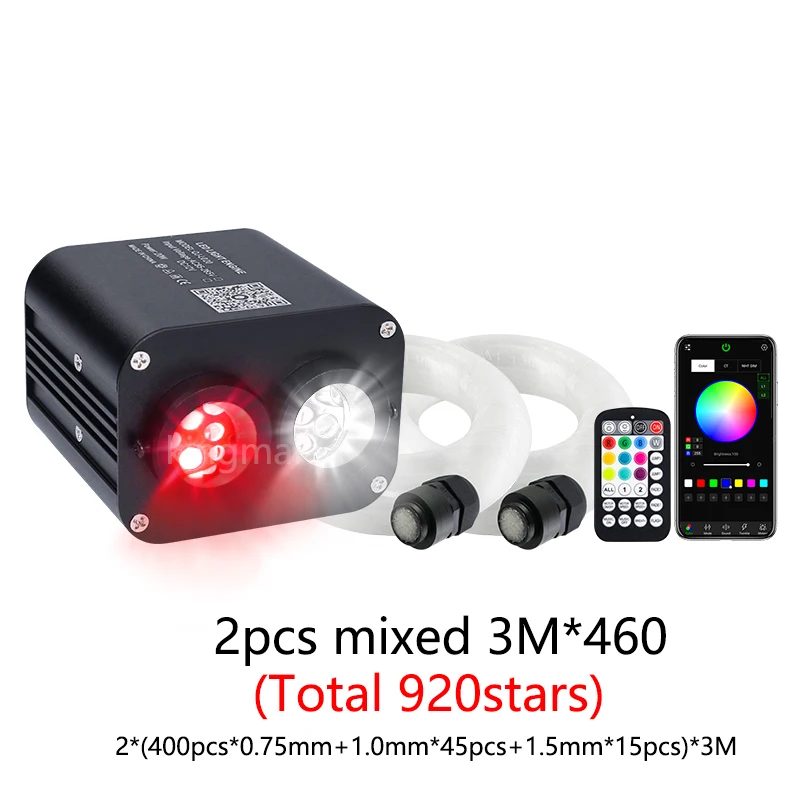20W RGBW Dubbele Kop Auto Sterrenhemel Muziekgestuurde Auto Dak Sterrenvezel Optische Sterrenplafond Kit Smart APP Twinkelende Glasvezelverlichting
