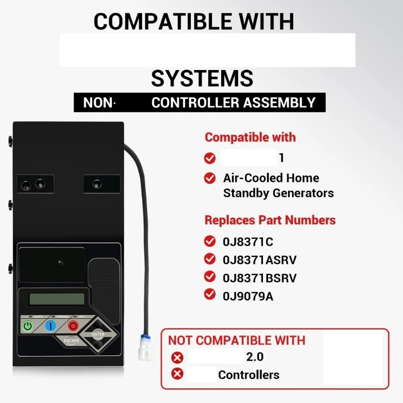 0J8371C Generator Control Panel Assembly for Series 1 Non-WiFi Air-Cooled Standby Systems, Replaces 0J83715ASRV and 0J9079A X37F