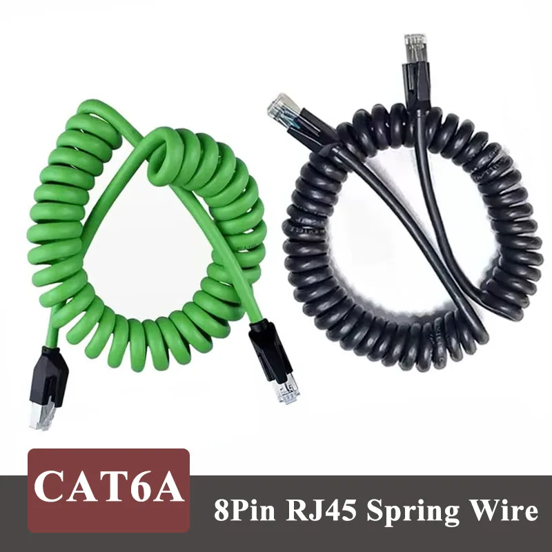 RJ45 CA6A Spring Network Cable 8Pin Kilomega Shielded Ethernet Wire Camera Rj45 8-core Male to Male Industry PUR Line