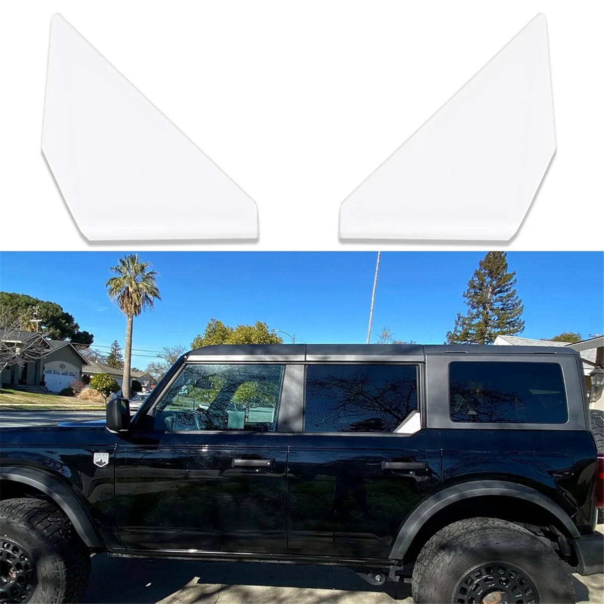 

Car Rear Window Triangle Cover Trim for Ford Bronco 2021-2024 Exterior Accessories White