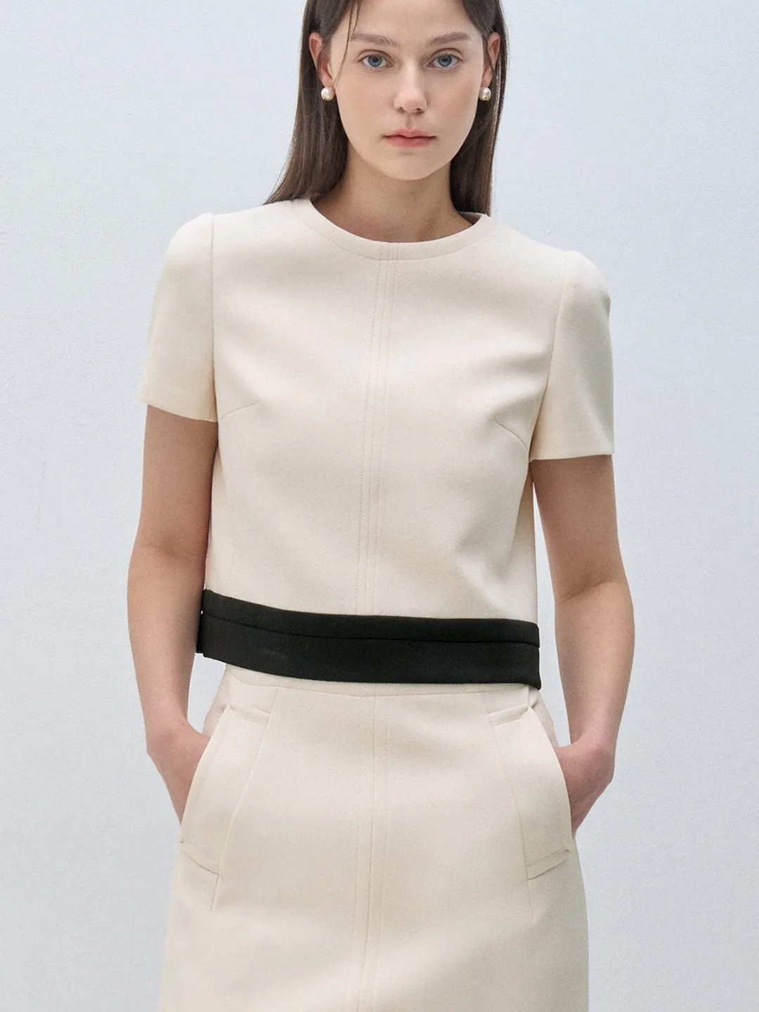 

Faionable ort Skirt Set Skin-friendly Comfortable Generous round Ne Summer New Arrival Korean Sle 25-35 Years Old Women