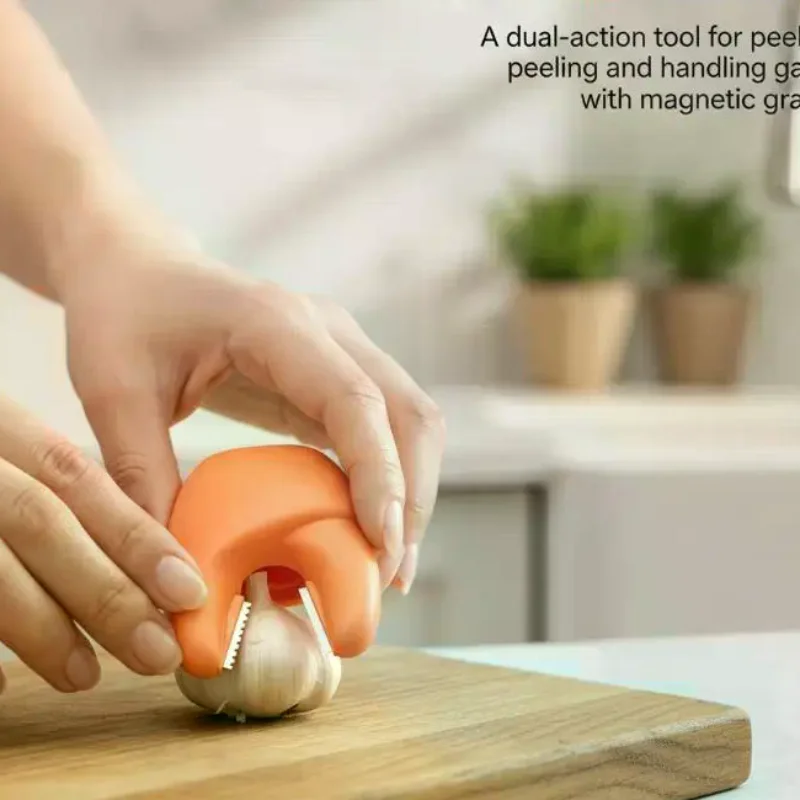 2 In 1 Garlic Peeler Manual Peeling Tool Practical Silicone Clips for Quick Garlic Skin Removal Household Kitchen