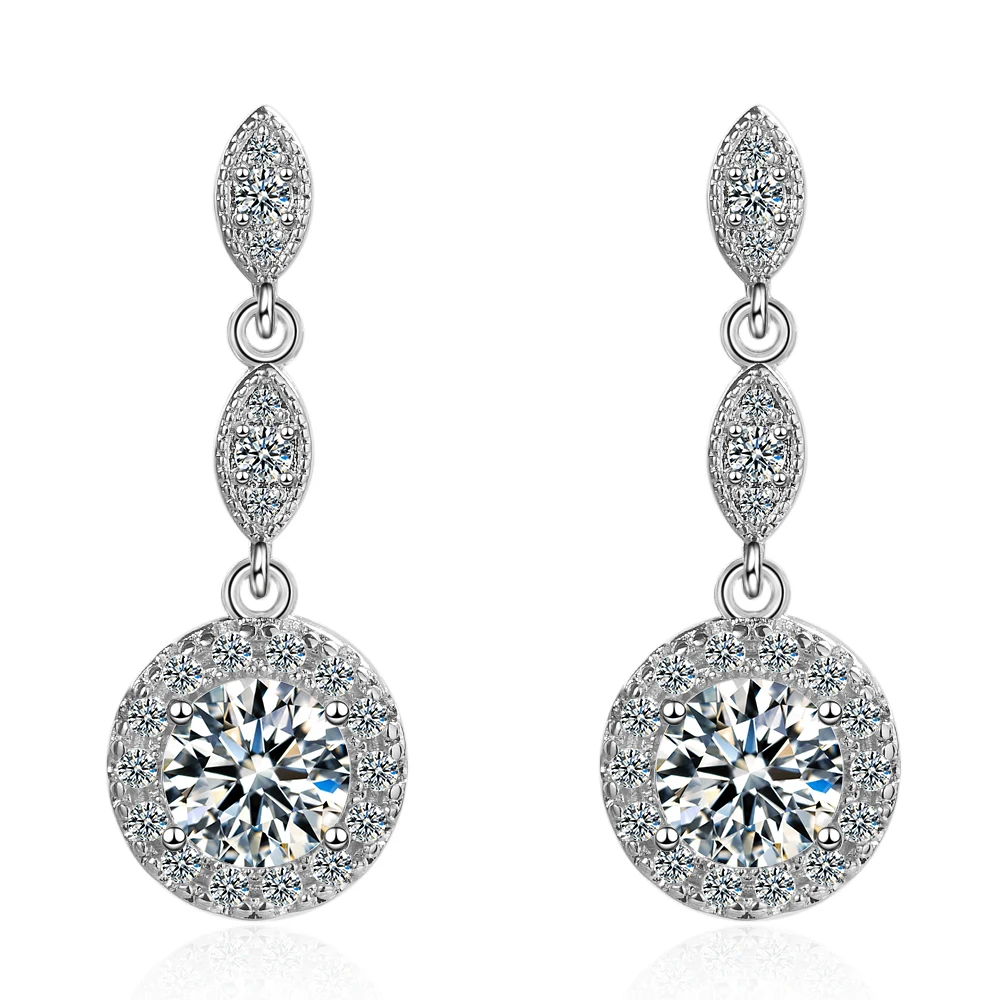 3ct Moissanite Diamond Drop Earrings for Women Lab Diamond 925 Sterling Silver with 18K Gold Plated Wedding Party Jewelry