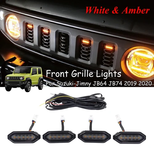 Imagen 1 del producto Luces LED de rejilla delantera, luz ámbar blanca, lámparas de rejilla externas para Suzuki Jimny JB64 JB74 2019 2020 2021