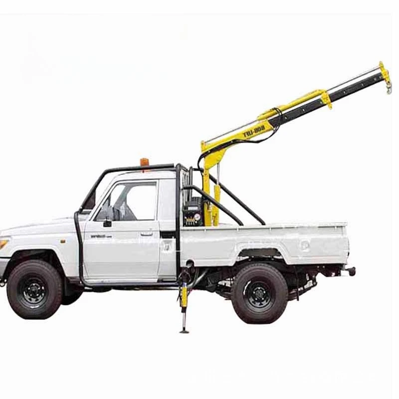 Small portable pickup truck crane hydraulic folding arm truck crane