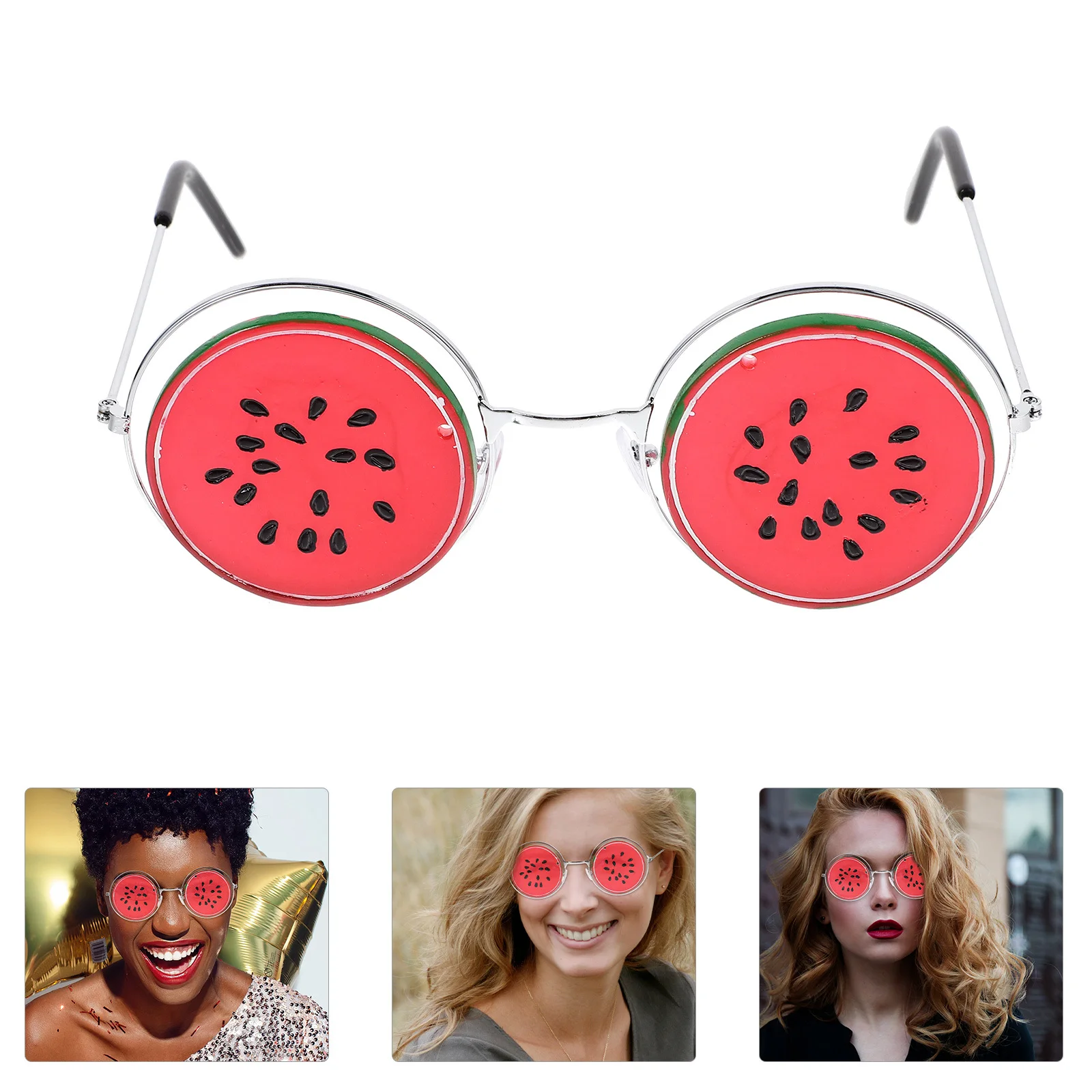 

2pcs Watermelon Glasses Funny Cosplay Party Eyeglasses Lightweight Durable Photo Prop For Wedding Beach Dance Party Unique Shape