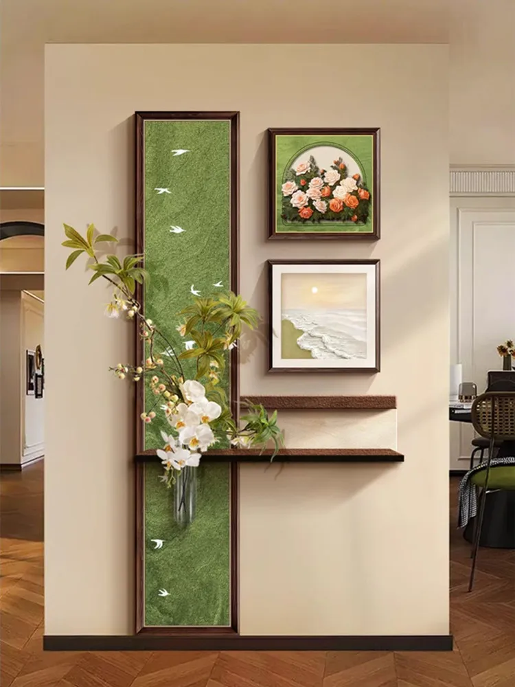 Middle Ancient Style Entrance Decoration Painting Sandstone Corridor Hanging Painting Hydroponic Green Plant Modeling Mural Lamp