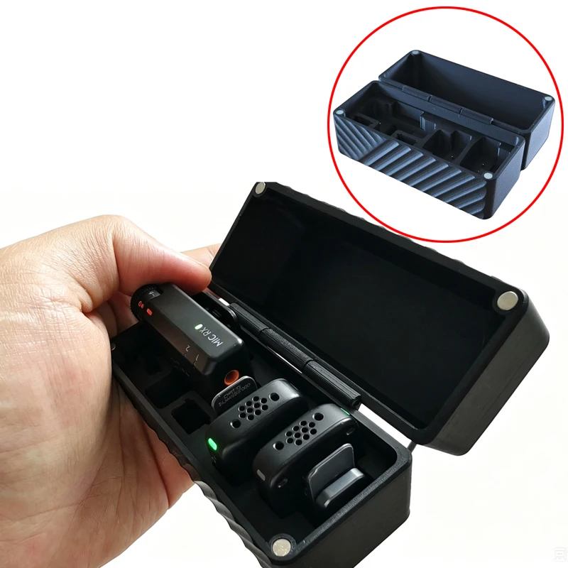 1 шт. для DJI Mic Mini Microphone 2TX 1RX, зарядный чехол для хранения, встроенный магнитный зарядный док-станция, порт Type-C, портативный кейс для переноски