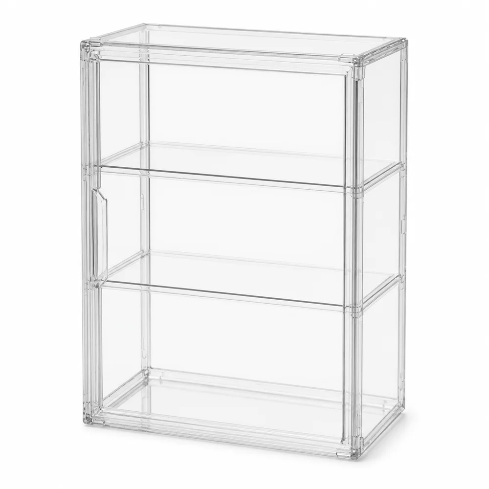 1 Pc Clear Acrylic Figure Display Case with Two Removable Shelves, Waterproof and Dustproof Storage Box for Mini Figurines
