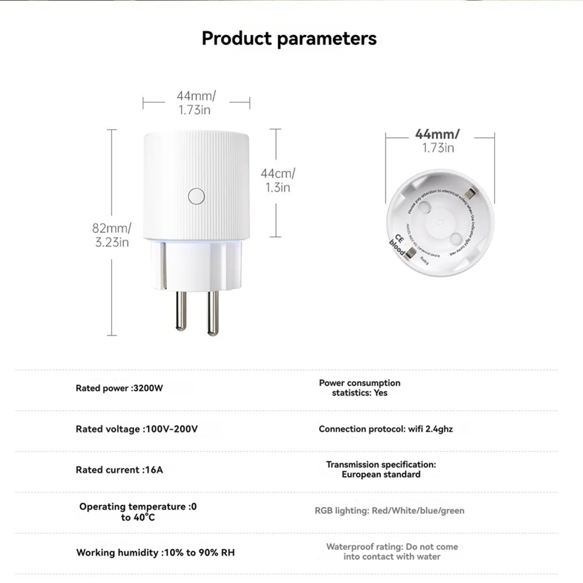 Smart Plug WiFi Socket 16A Power Monitor Timing Function Tuya APP Control for Assistant EU Plug
