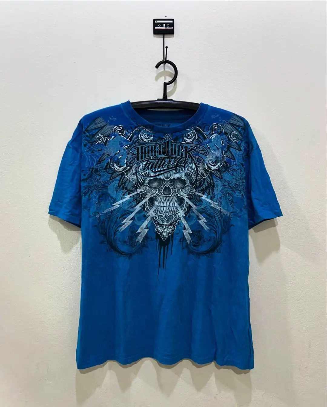 

Y2K New Vintage Skull Print T-shirt American Street Fashion Oversize Blue Short Sleeves Men Hip hop Gothic Trend Top Streetwear