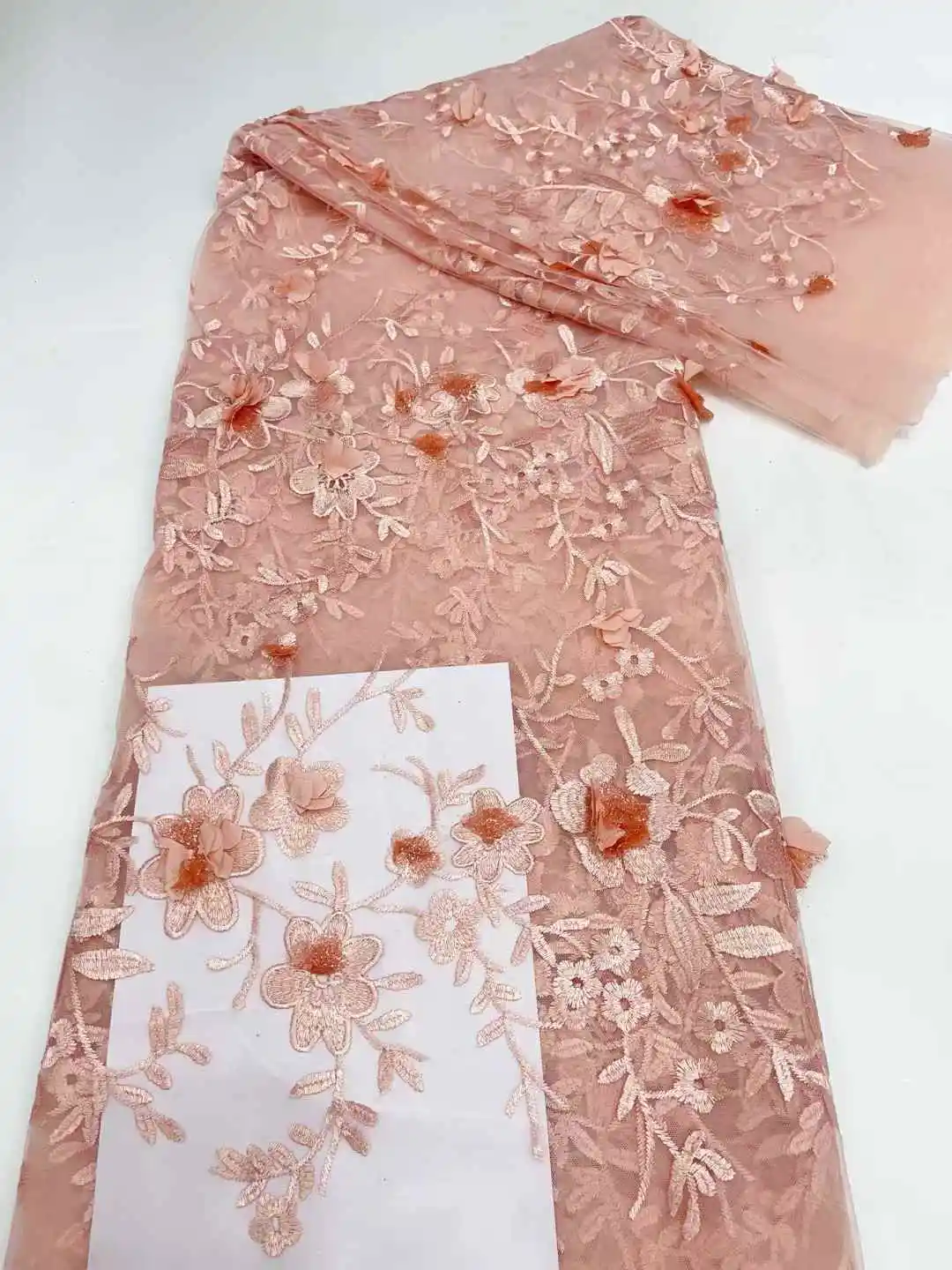 مكارثي الأفريقي أقمشة الدانتيل 2025 جودة عالية جديد النيجيري ثلاثية الأبعاد زهرة تول البوليستر أقمشة الدانتيل لفستان الحفلات XHA37HN