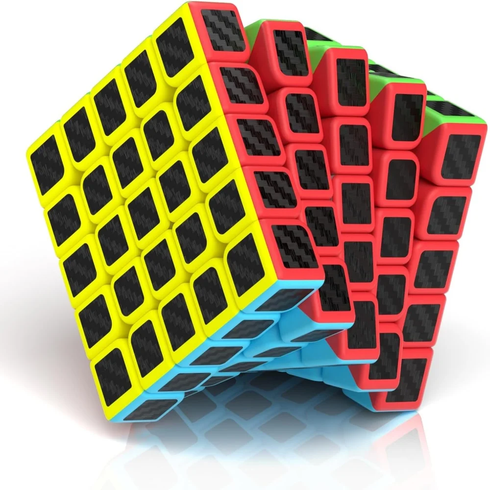 Qiyi Speed Magic Cube 5x5x5 Pyraminx Carbon Fiber Sticker Puzzle Cube for Beginners and Advanced Users