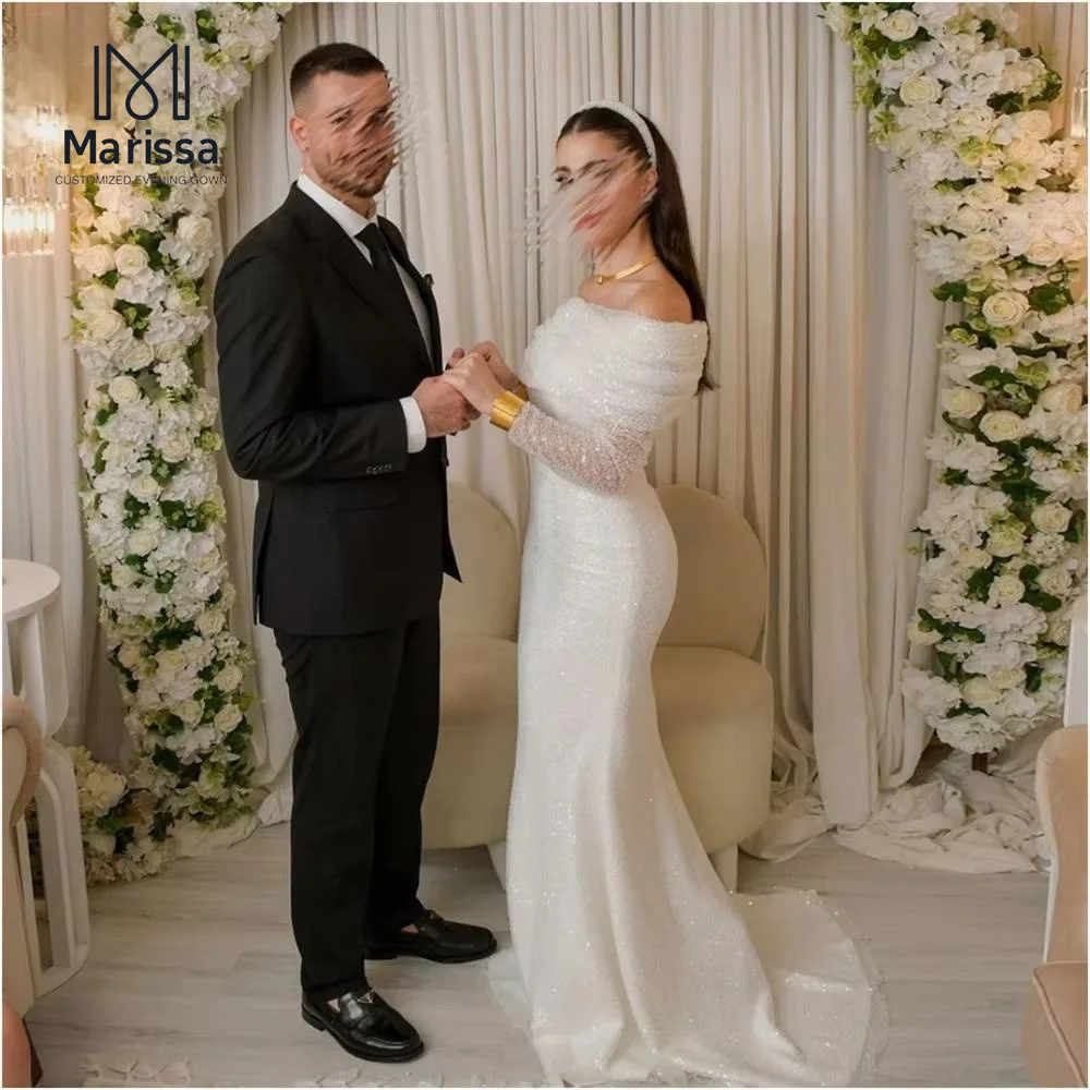 

Marissa Off-shoulder Long Sleeves Dresses Long Fish Tail Evening Dress Luxury Elegant Women Dresses for Special Occasions Prom