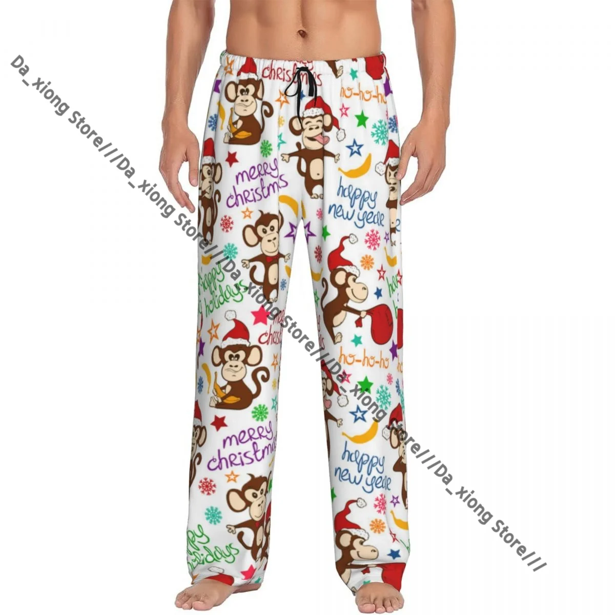 Men Sleep Bottoms Male Lounge Trousers Men's Colorful Funny Monkey Pajama Pants