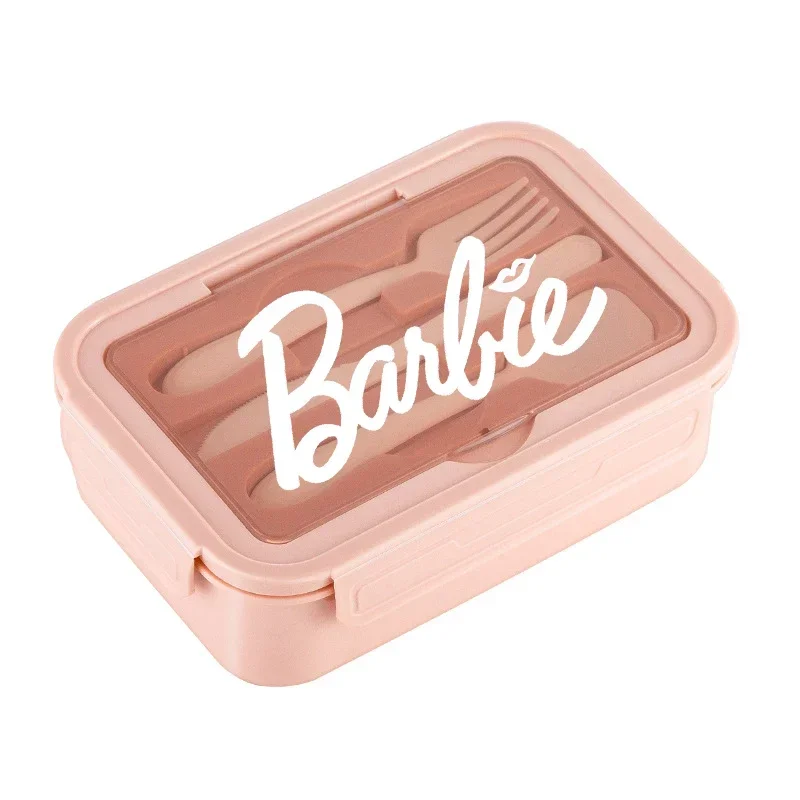 Cartoon Barbie Riscaldamento a microonde Lunch Box Portatile di grande capacità Bento Box Forchetta Cucchiaio Set Cibo Insalata di frutta Scatole